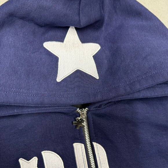 Dividetheyouth Full Zip Hoodie Puff Print Embroidered Blue Medium - Picture 4 of 10